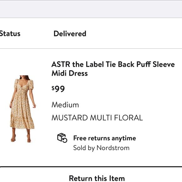 Yellow Floral Dress- ASTR the Label Tie Back Dress- Midi Dress-NWOT - Picture 4 of 15